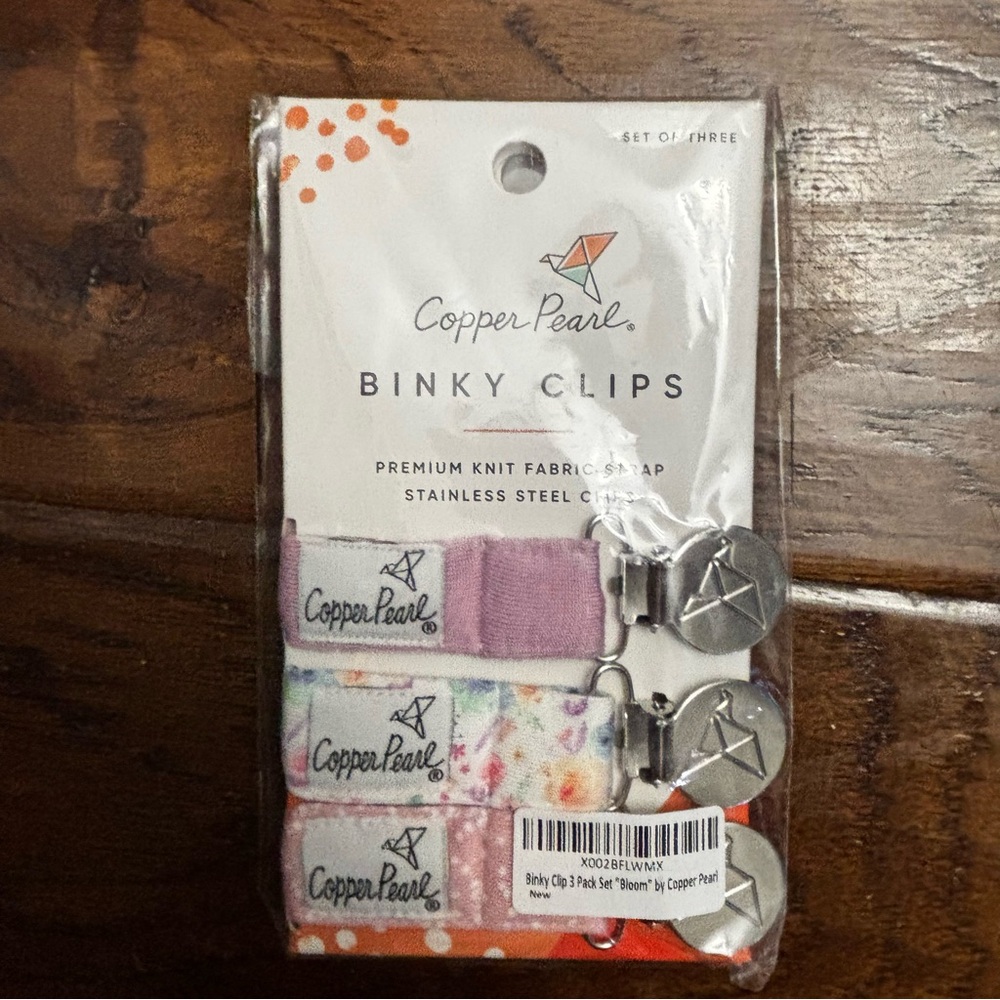 Copper Pearl Kids Binky Clips - Pink Floral Set